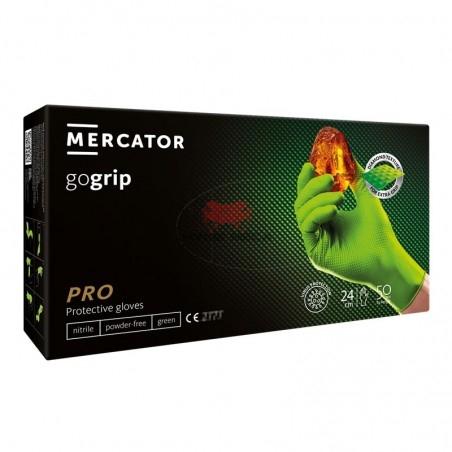 MERCATOR MEDICAL Gants Nitrile GoGrip Noirs XXL – 50 Pièces, Texture Diamant 3D, 2x Plus Épais, Anti-Déchirure, Protection Chimique Et Virale